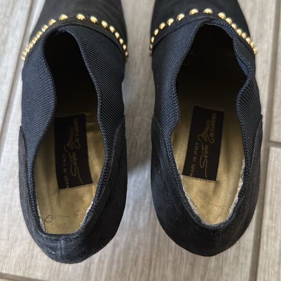 VTG 90’s Sesto Meucci Black Leather Pointed Toe Studded‎ Ankle Boots 7.5 Booties - Picture 4 of 9